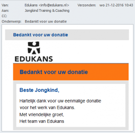 Edukans bedankt voor uw donatie 2016